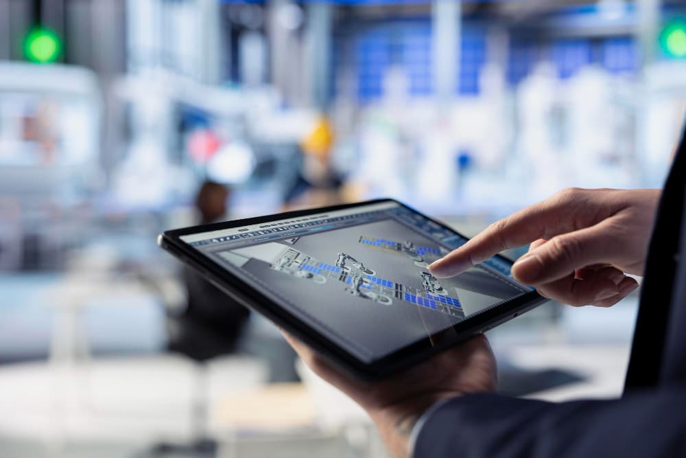 Consultation sur tablette d’une interface de suivi pour piloter un procédé avec un jumeau numérique industriel